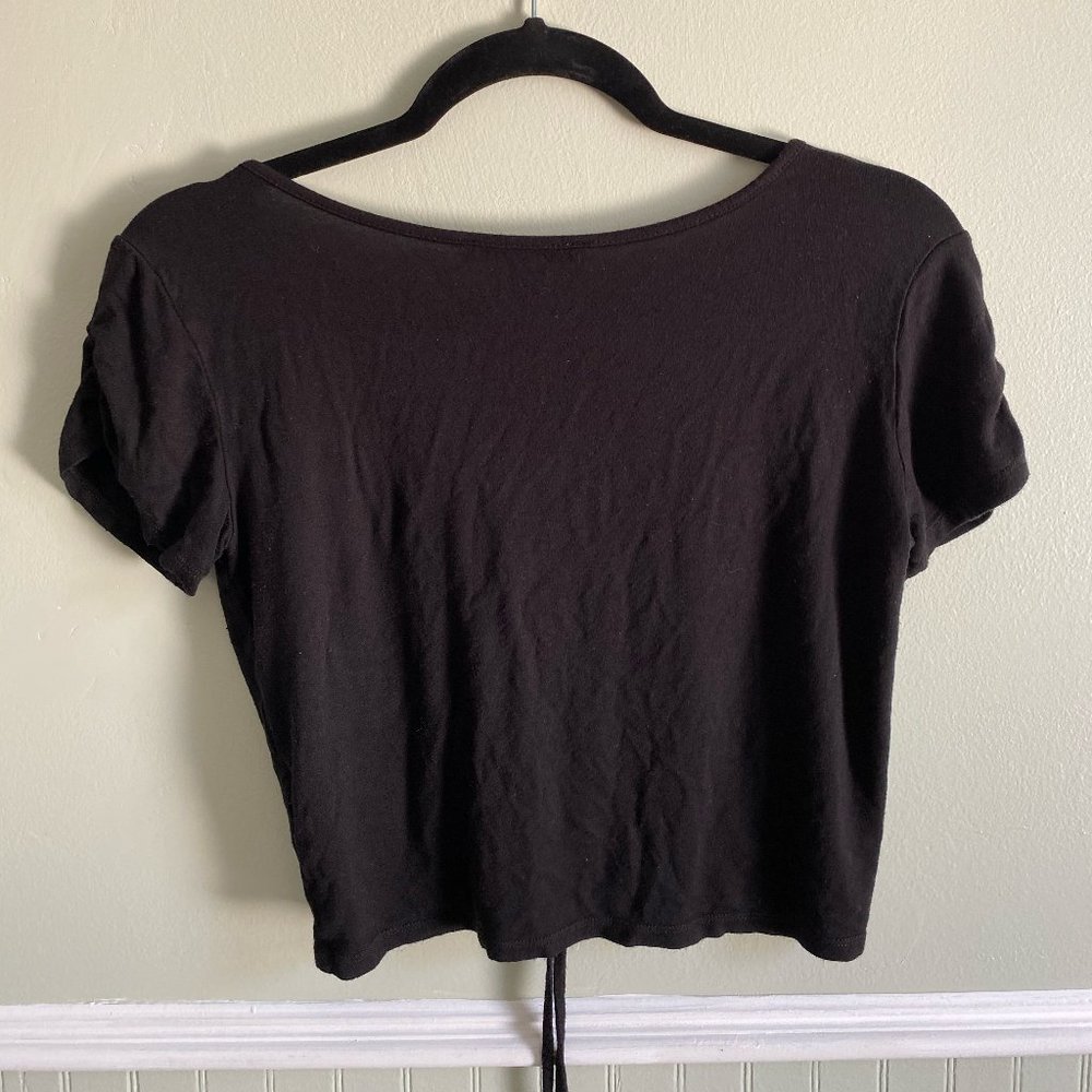Black Ruched Crop Top - Picture 2 of 2